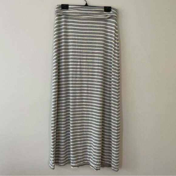 J. Crew Grey White Stripe Maxi Skirt- Size Small - Picture 2 of 5